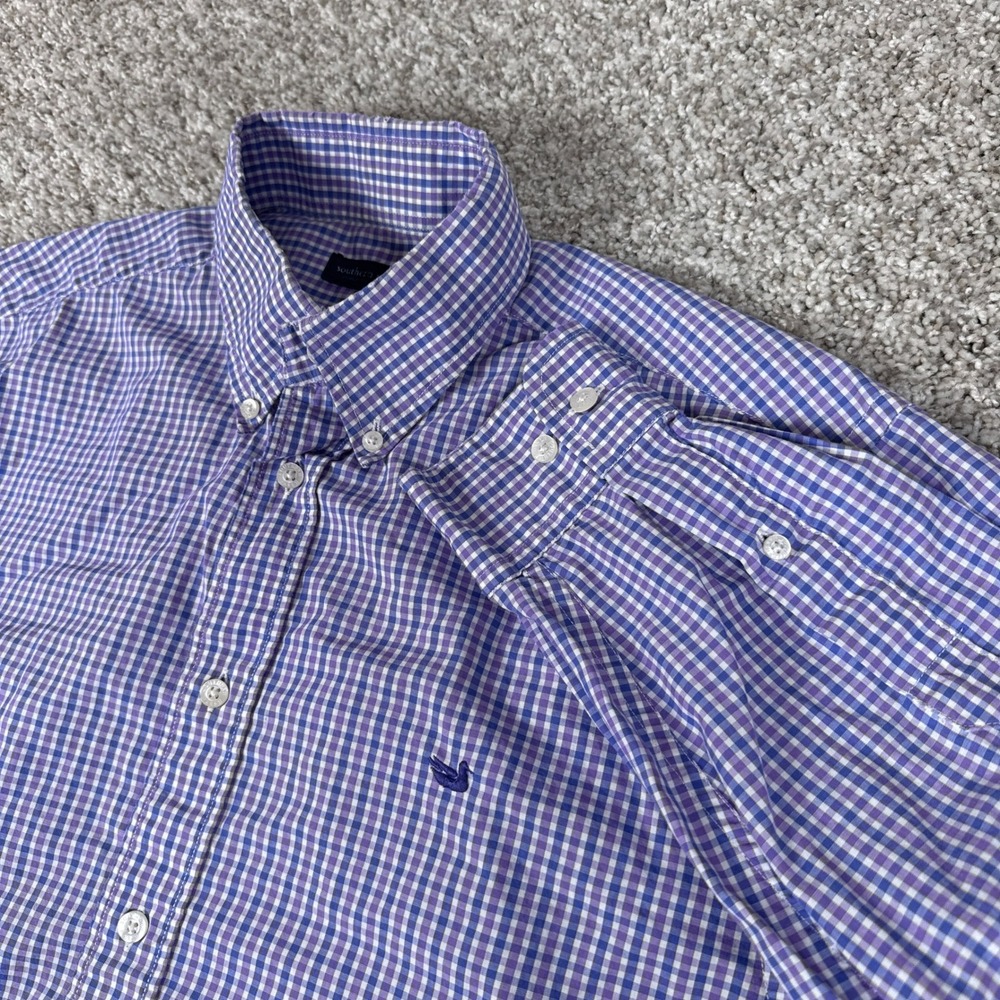 Southern Marsh Shirt Mens XL Purple Gingham Check Long Sleeve Preppy Button Down